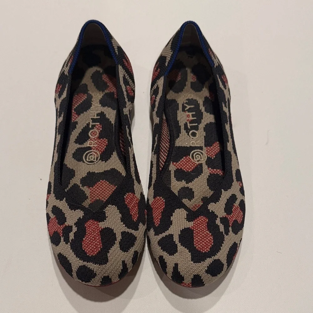 Rothy's Women's Red and Black Leopard Flats